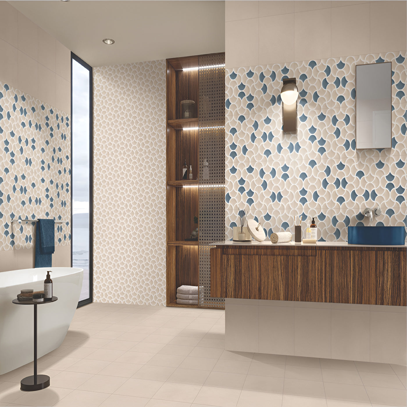 Artistic Geometric Multi Patterned Bathroom Inspiration