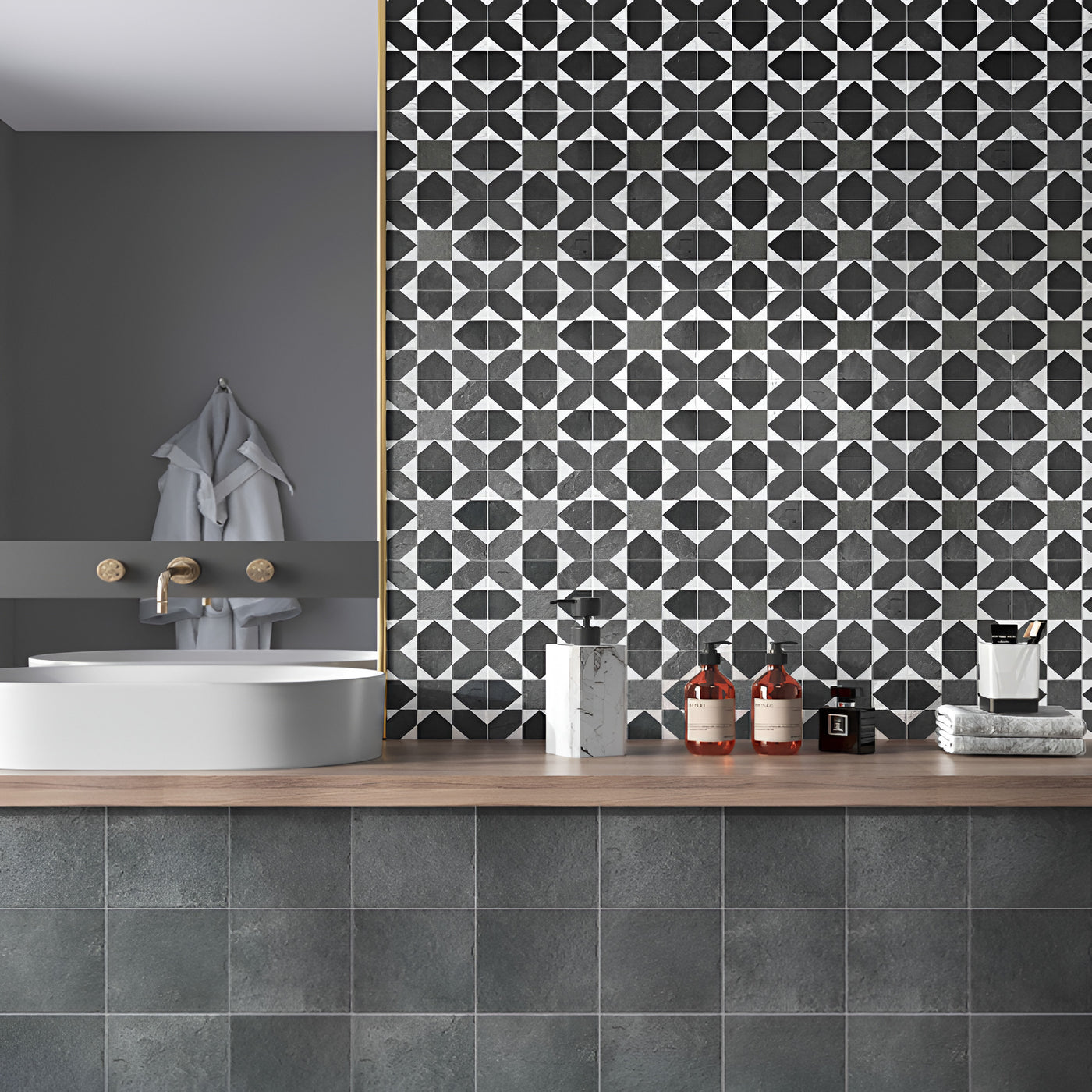 Bold Monochrome Crape Nero Bathroom Designer Inspiration