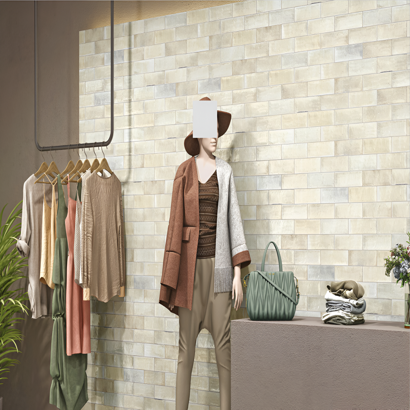 Creamy Jamaican Pearl Subway Boutique Wall
