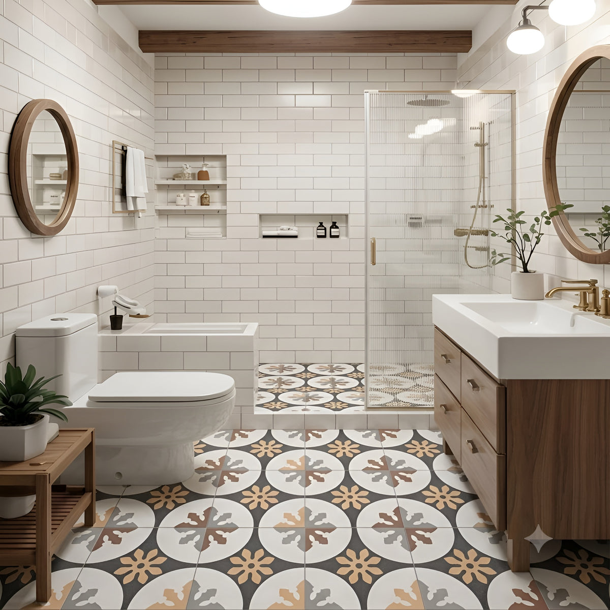 Contemporary Nebra Moroccan Bathroom | Heritage Printed Tiles Inspiration
