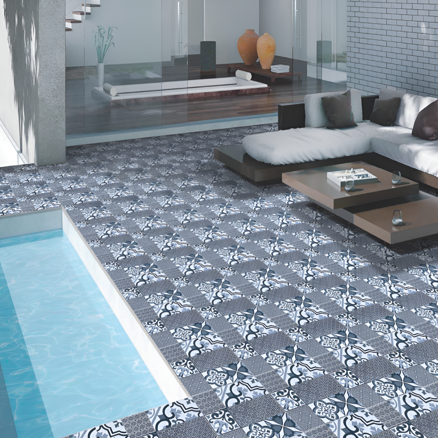 Artistic Visby Moroccan Printed Geometric Pool Side Floor Decor