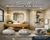 small bathroom tile ideas for Indian apartments. The image showcases a modern bathroom with a wooden vanity, a round backlit mirror, and matte black fixtures, highlighting space-enhancing tiles, stylish mosaic accents, and bright, airy design solutions.