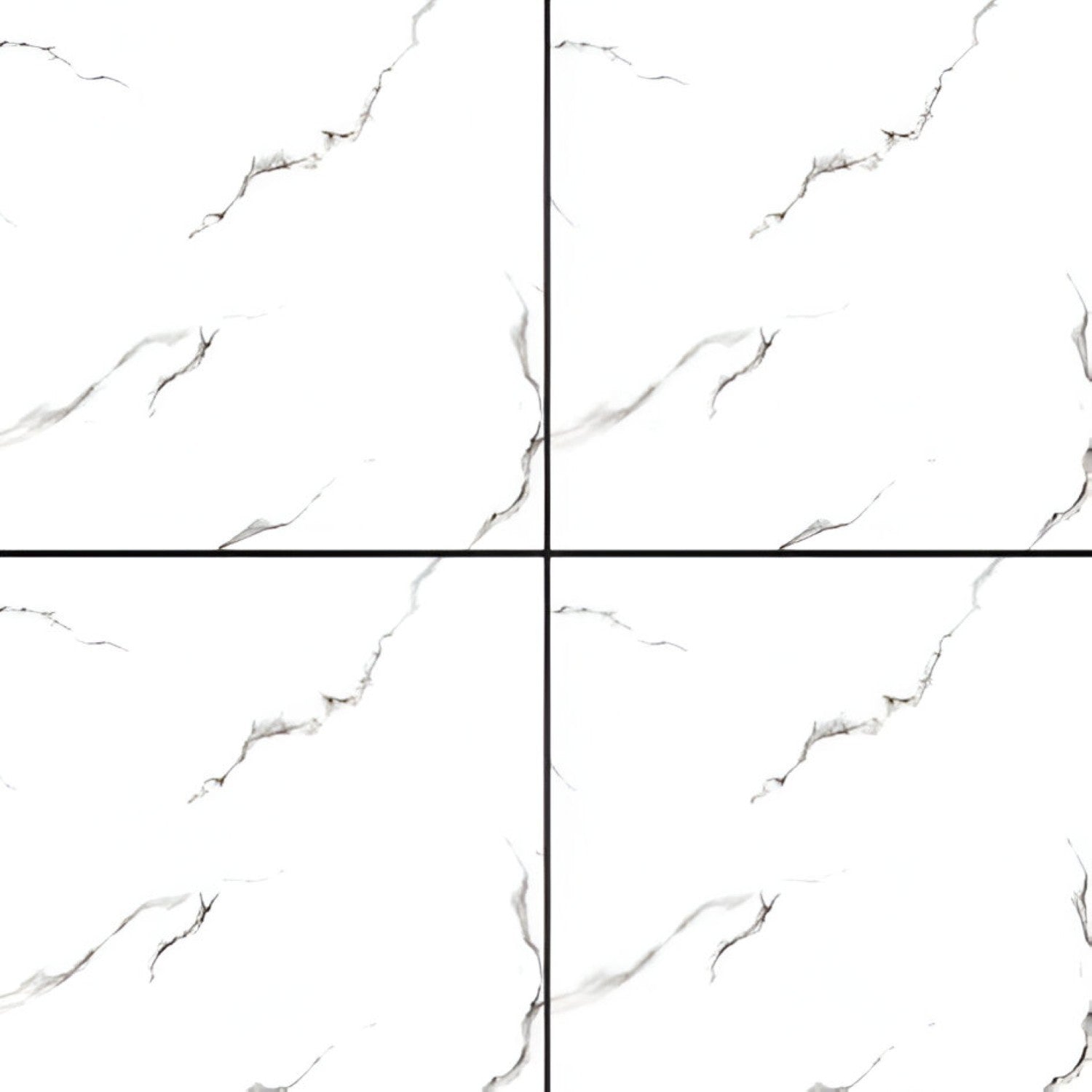 11128 Marble Ceramic Tile 24x24 Inch, featuring elegant white marble patterns with delicate gray veining, perfect for stylish and durable flooring or wall applications.
