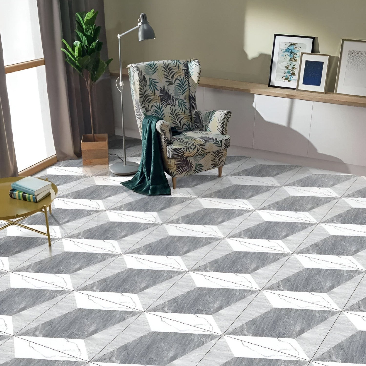 11149 Marble Ceramic Tile 24x24 Inch, featuring classic white marble tones with soft gray veining, perfect for elegant and durable flooring or wall applications.
