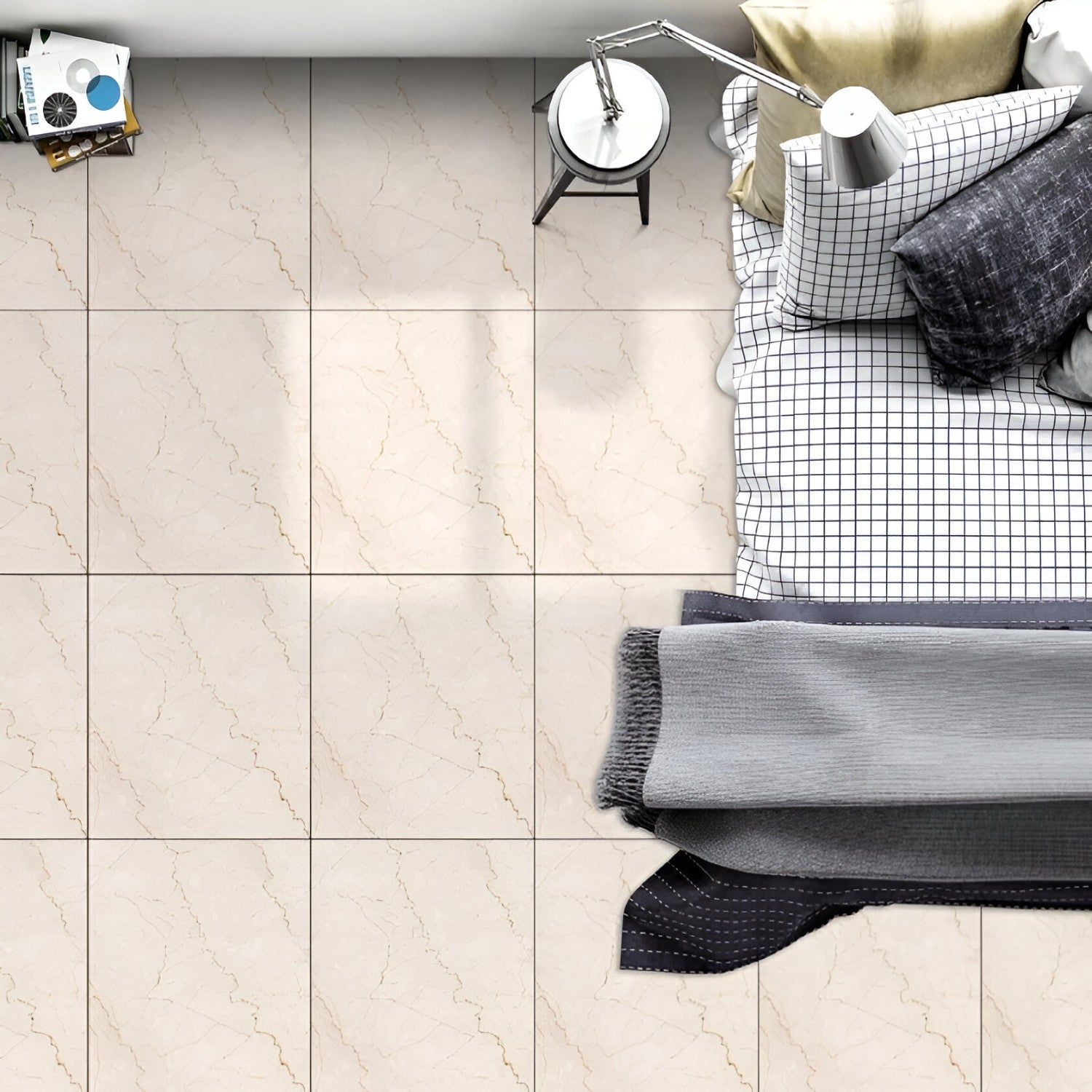 11202 Marble Ceramic Tile 24x24 Inch, featuring classic white marble patterns with subtle gray veining, perfect for elegant and durable flooring or wall applications.
