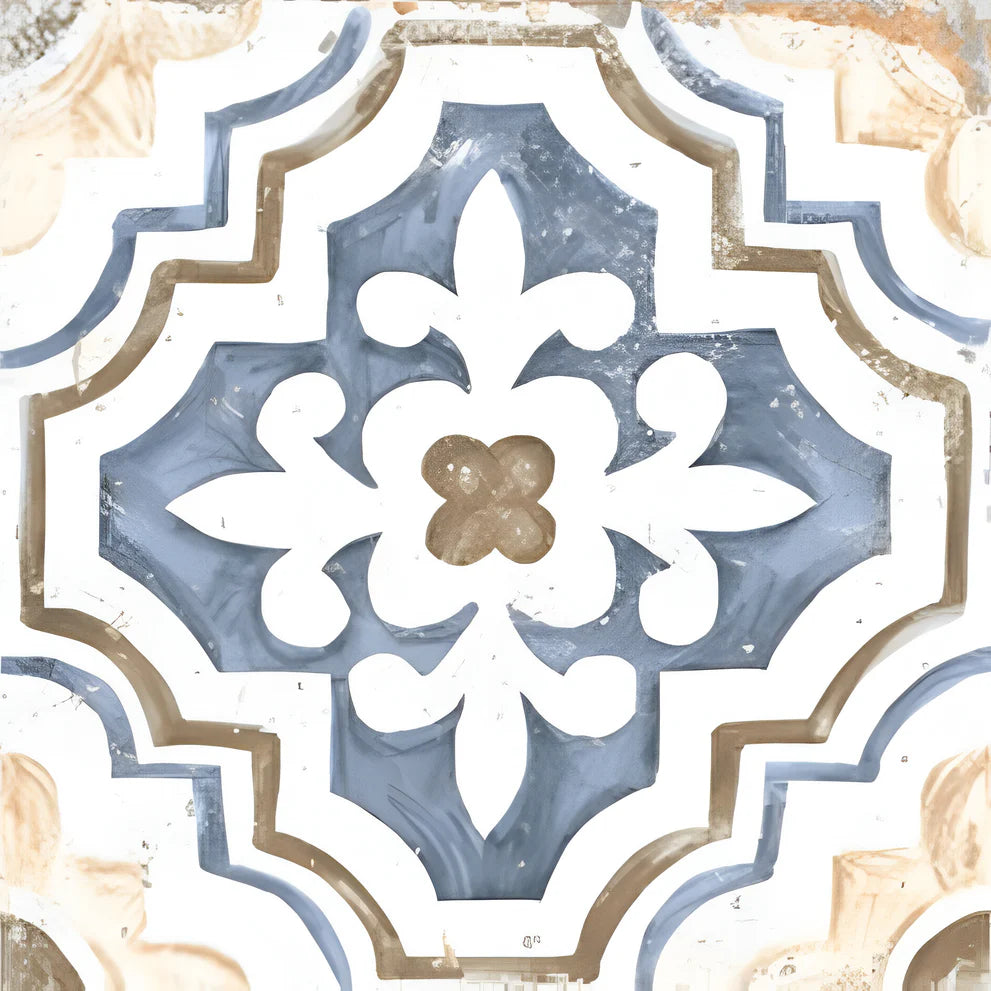 1684 Moroccan vitrified floor tile in 16×16 inch size featuring an elegant printed Rangoli-inspired Moroccan pattern with a smooth matt finish, designed to enhance interior flooring with a rich artistic look and durable surface suitable for daily use.