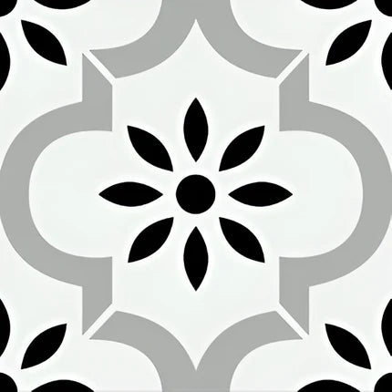 20002 Ceramic Moroccan Tile – 12x12 inch tile with classic blue and beige Moroccan geometric floral design.

