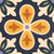  20006-A Moroccan Vitrified Matt Tile 8x8 inch featuring a bold floral motif with mustard yellow and burnt orange petals on a navy blue background with cream and green accents.