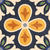  20006-A Moroccan Vitrified Matt Tile 8x8 inch featuring a bold floral motif with mustard yellow and burnt orange petals on a navy blue background with cream and green accents.