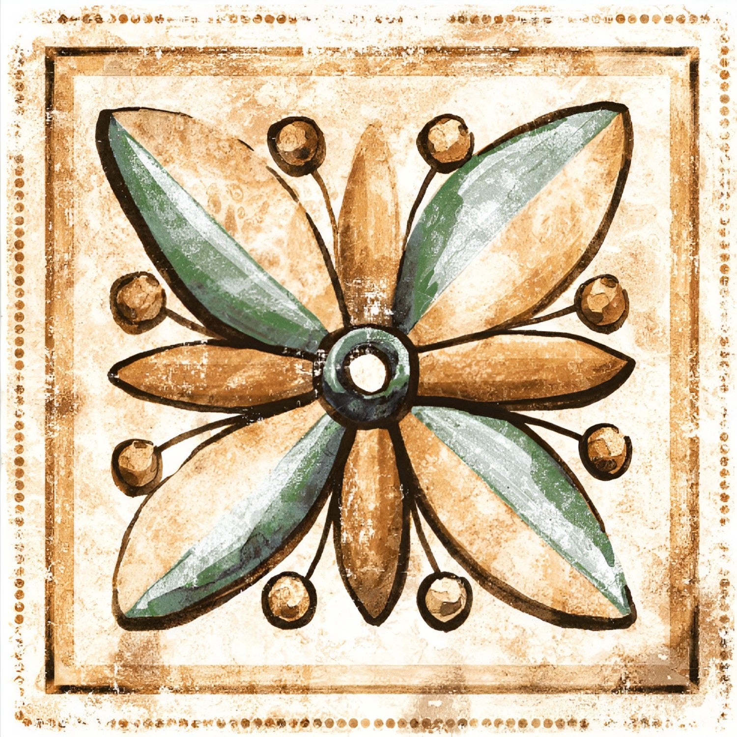 20064 Moroccan Vitrified Matt Tile 8x8 inch with intricate Moroccan-inspired patterns, muted earthy tones, and matte finish, ideal for decorative flooring, accent walls, or backsplash applications
