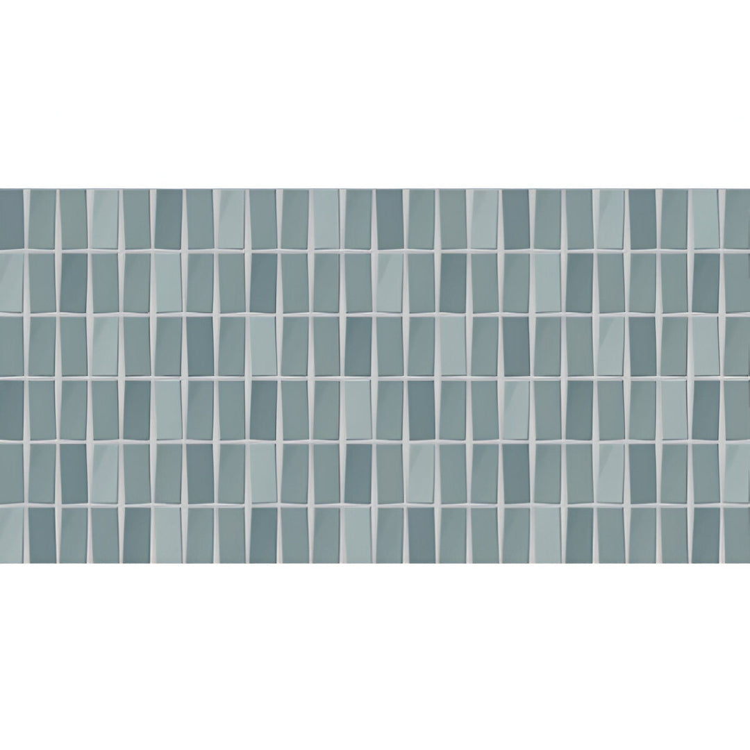 228 MN Aqua Ceramic Tile 12x24 inch with glossy surface, ideal for refreshing wall designs in bathrooms and kitchens.

