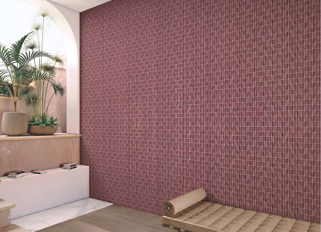Bold Berry Red Stone Subway Design Inspiration