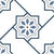303003 Moroccan Vitrified Tile – 12×12 inch matte vitrified tile in blue and white tones with a printed Moroccan-rangoli geometric star-and-cross motif, designed for durable floor and wall applications.