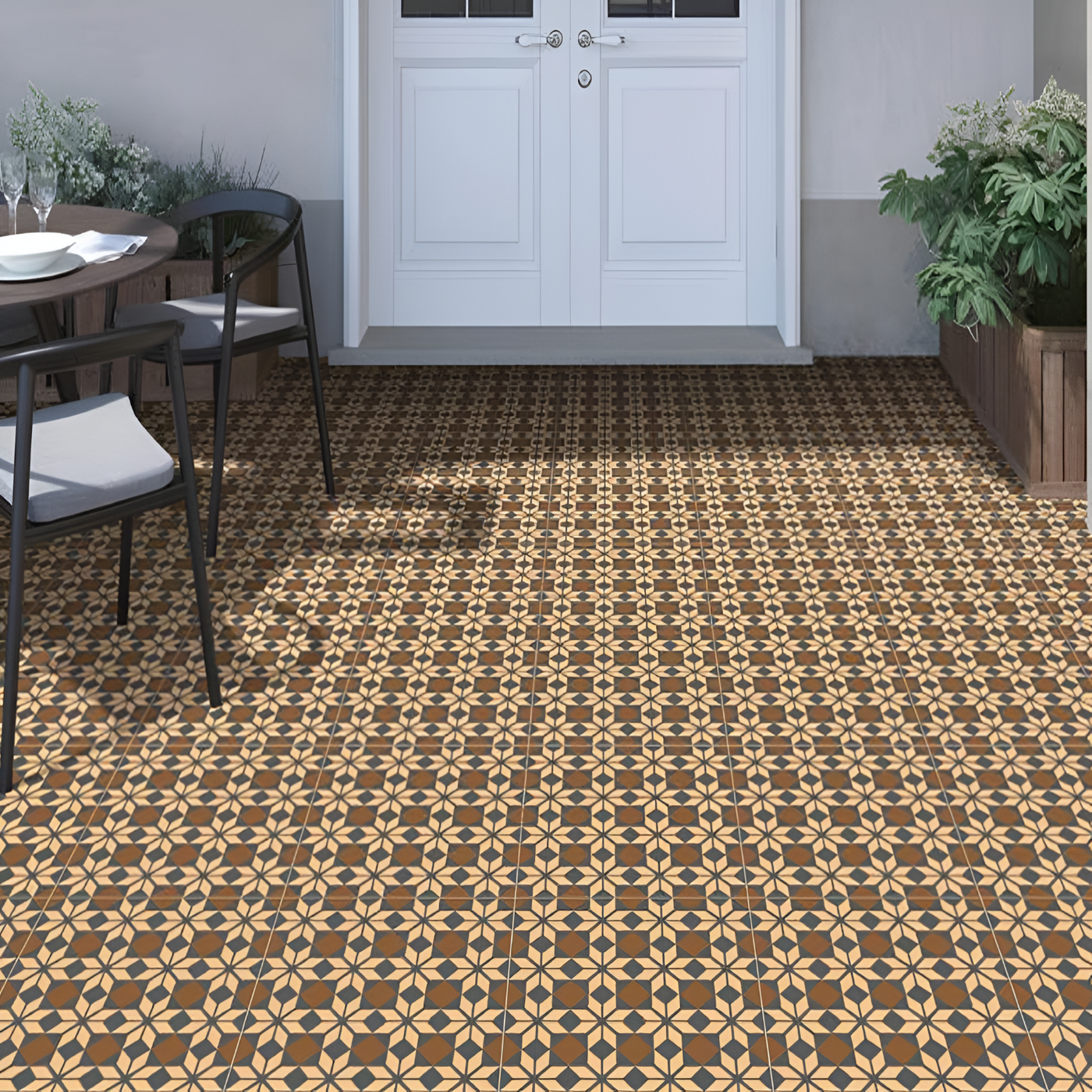 Artistic Moroccan Patterned Cafe Floor Inspiration