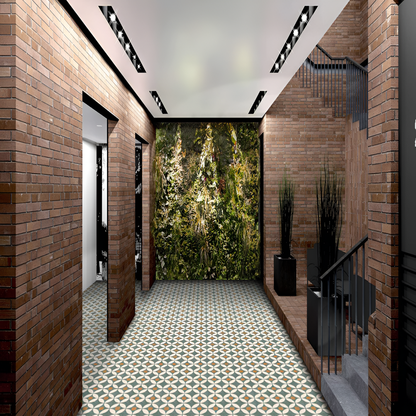 Artistic Mint and Terracotta Gallery Hallway Inspiration