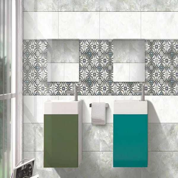 Artistic Grey Waves Bathroom Wall Inspiration