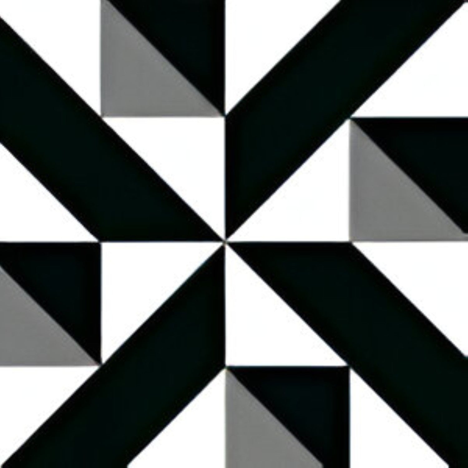 3092 Moroccan Ceramic Tile – 24x24 inch tile featuring black and white Moroccan patterns with symmetrical floral and geometric designs, ideal for striking interior decor.