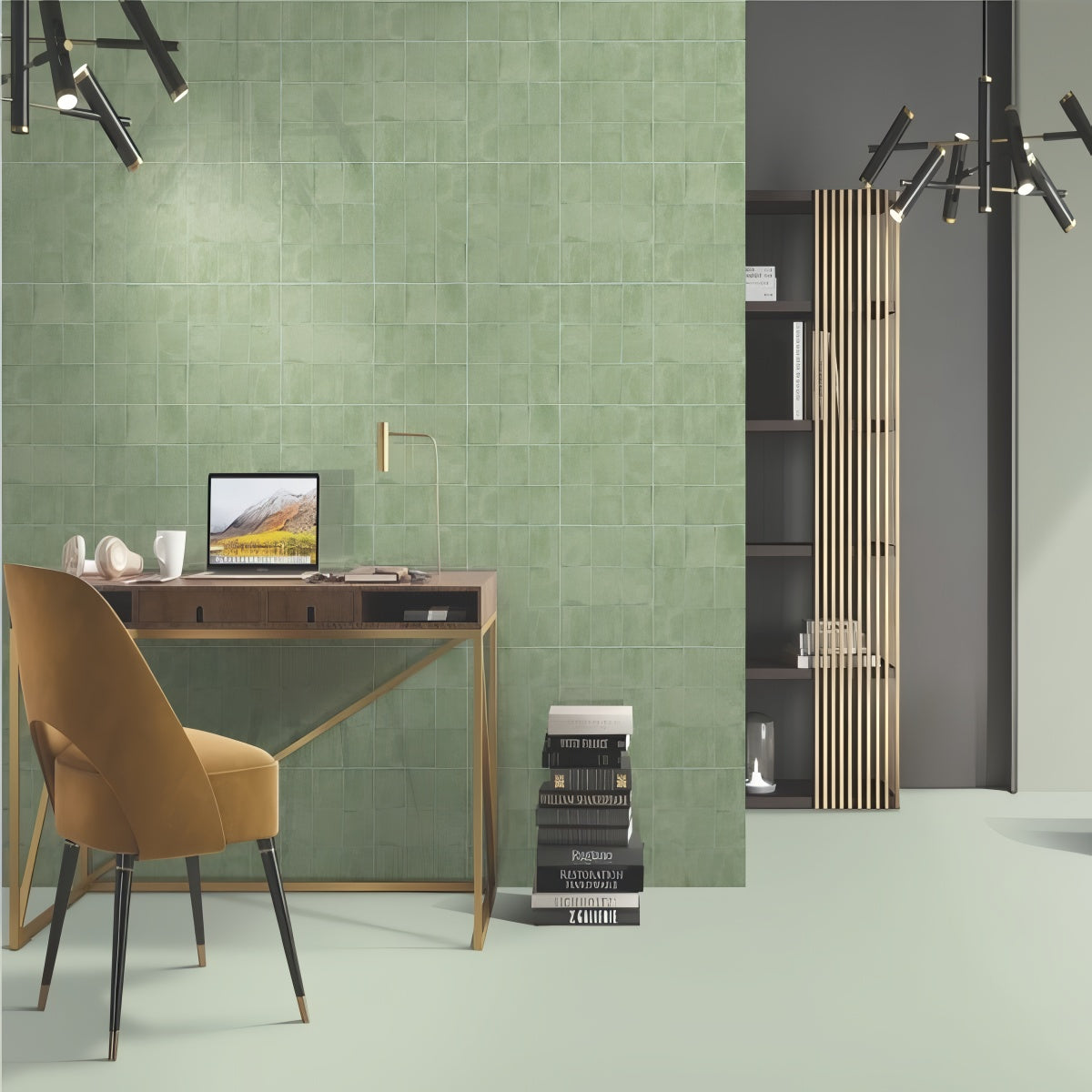 309 MN Tile 12x12 Inch – Sage green matte wall tile for calm and stylish interiors.

