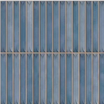 311 MN Tile 12x12 Inch – Deep blue matte wall tile with ribbed vertical texture for bold and modern interiors.

