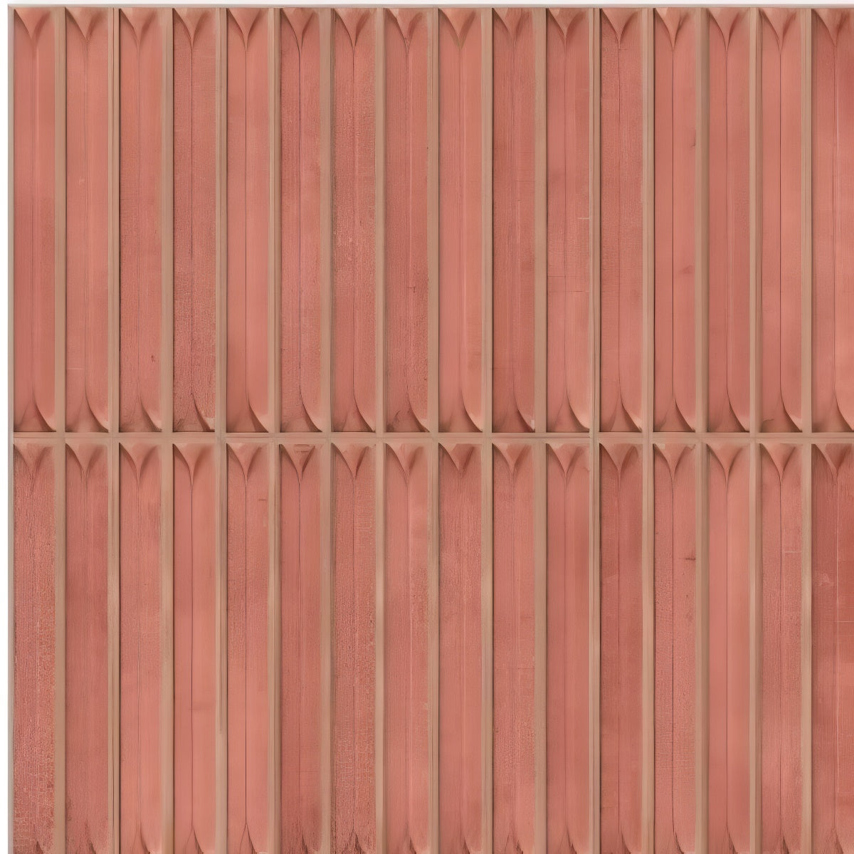 315 MN Tile 12x12 Inch – Terracotta red matte wall tile with ribbed vertical texture for warm, rustic interiors.

