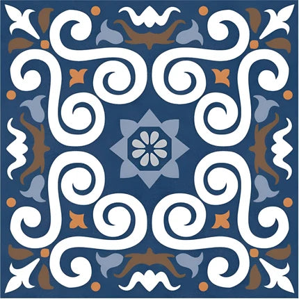 4093-AP Moroccan vitrified floor tile featuring intricate printed Rangoli-inspired patterns with a smooth matt finish, designed for durable and elegant floor spaces in residential and commercial interiors.