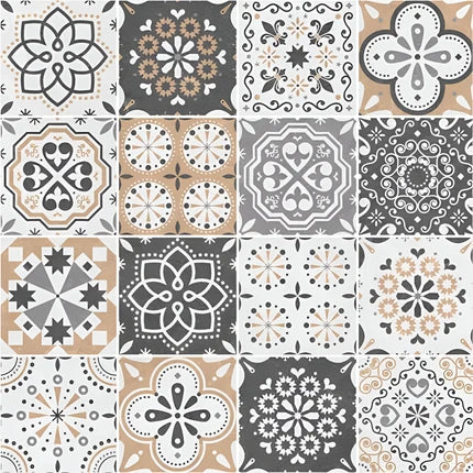 4096-AR Moroccan vitrified floor tile in 16×16 inch size featuring an intricate printed Moroccan and Rangoli inspired pattern with a smooth matt finish, ideal for elegant indoor flooring applications such as living rooms, dining areas, and decorative commercial spaces
