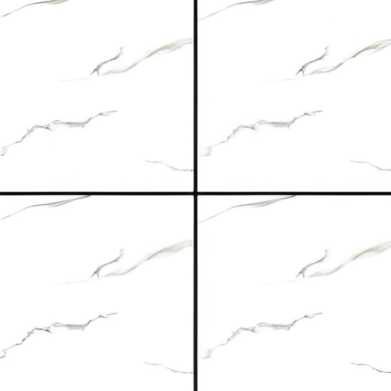 50104 Marble Ceramic Tile 24x24 Inch, featuring classic white marble tones with soft gray veining, perfect for elegant and long-lasting flooring or wall applications.
