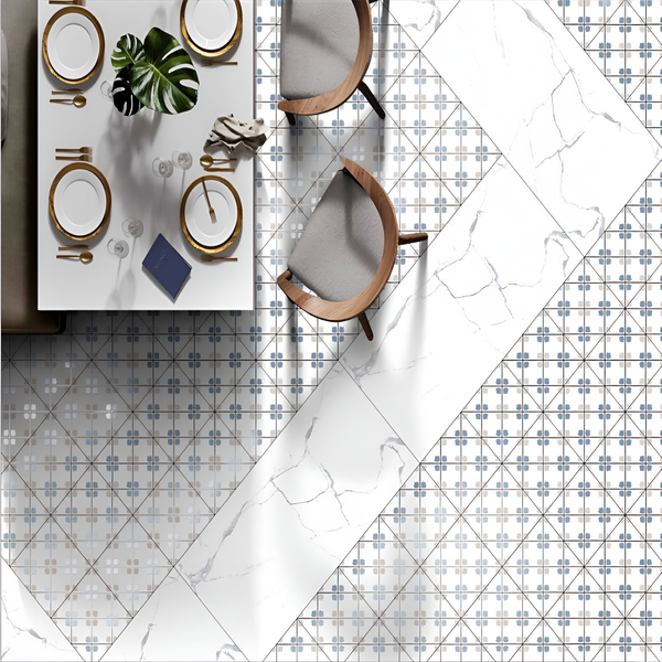 Cerulean Geometry Hearth for a Modern Living Room