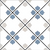 Floor layout of 534 Decor Moroccan Vitrified Tile 12x12 inch featuring blue, white, and beige tones with intricate geometric and floral motifs arranged in a repeating diamond pattern, creating a vibrant and traditional Moroccan look.








