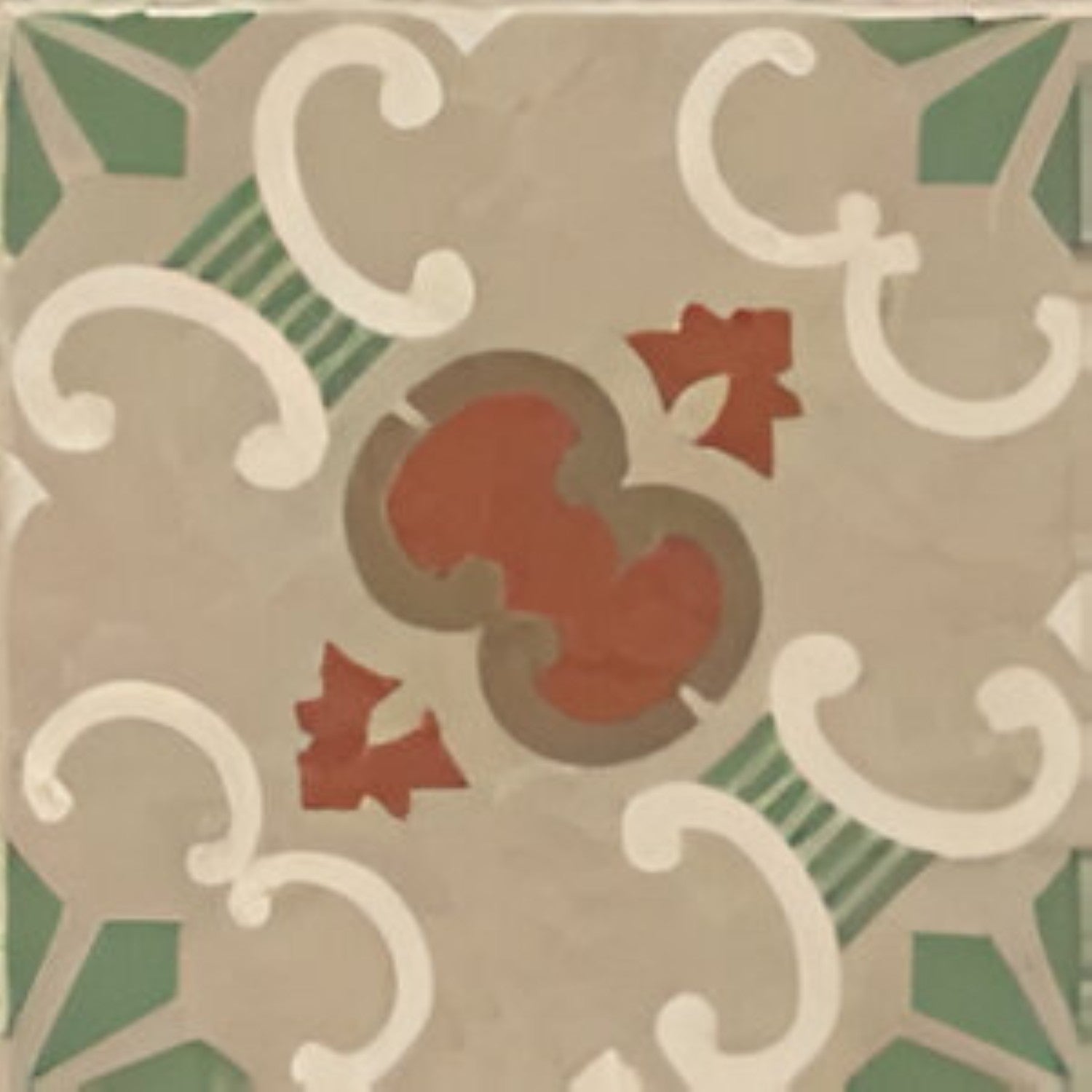 6001 Decor Vitrified Tile 20x20 Inch – A soft beige tile with a delicate floral motif in muted tones, offering an elegant and vintage-inspired aesthetic.