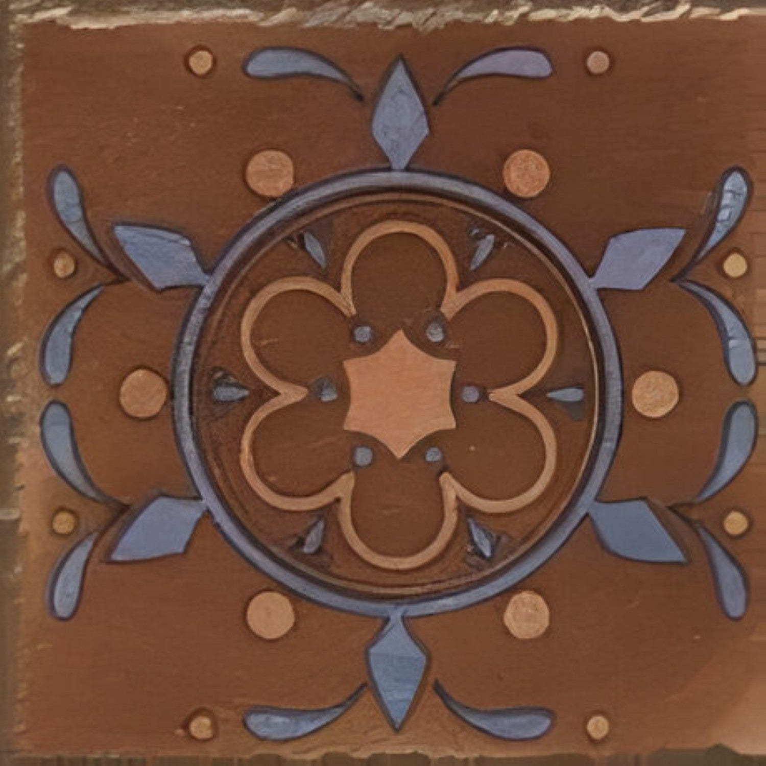 6004 Decor Vitrified Tile 20x20 Inch – Elegant vitrified tile featuring a circular floral pattern in earthy tones, perfect for adding a traditional touch to floors or walls.