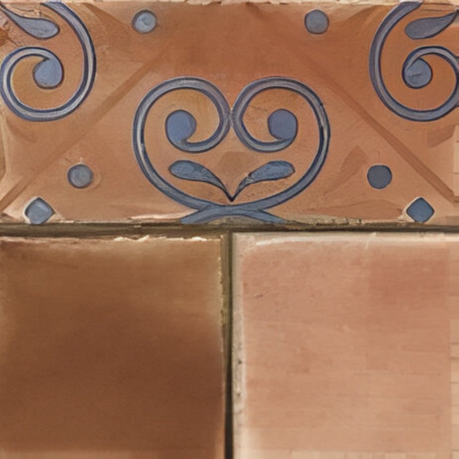 6004 Decor Vitrified Tile 20x20 Inch – Warm brown tile featuring a mix of plain and embossed floral patterns, perfect for rustic or Mediterranean-style spaces.