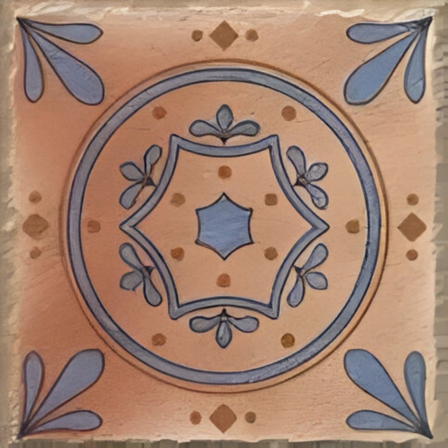 6004 Decor Vitrified Tile 20x20 Inch – Elegant vitrified tile featuring a circular floral pattern in earthy tones, perfect for adding a traditional touch to floors or walls.