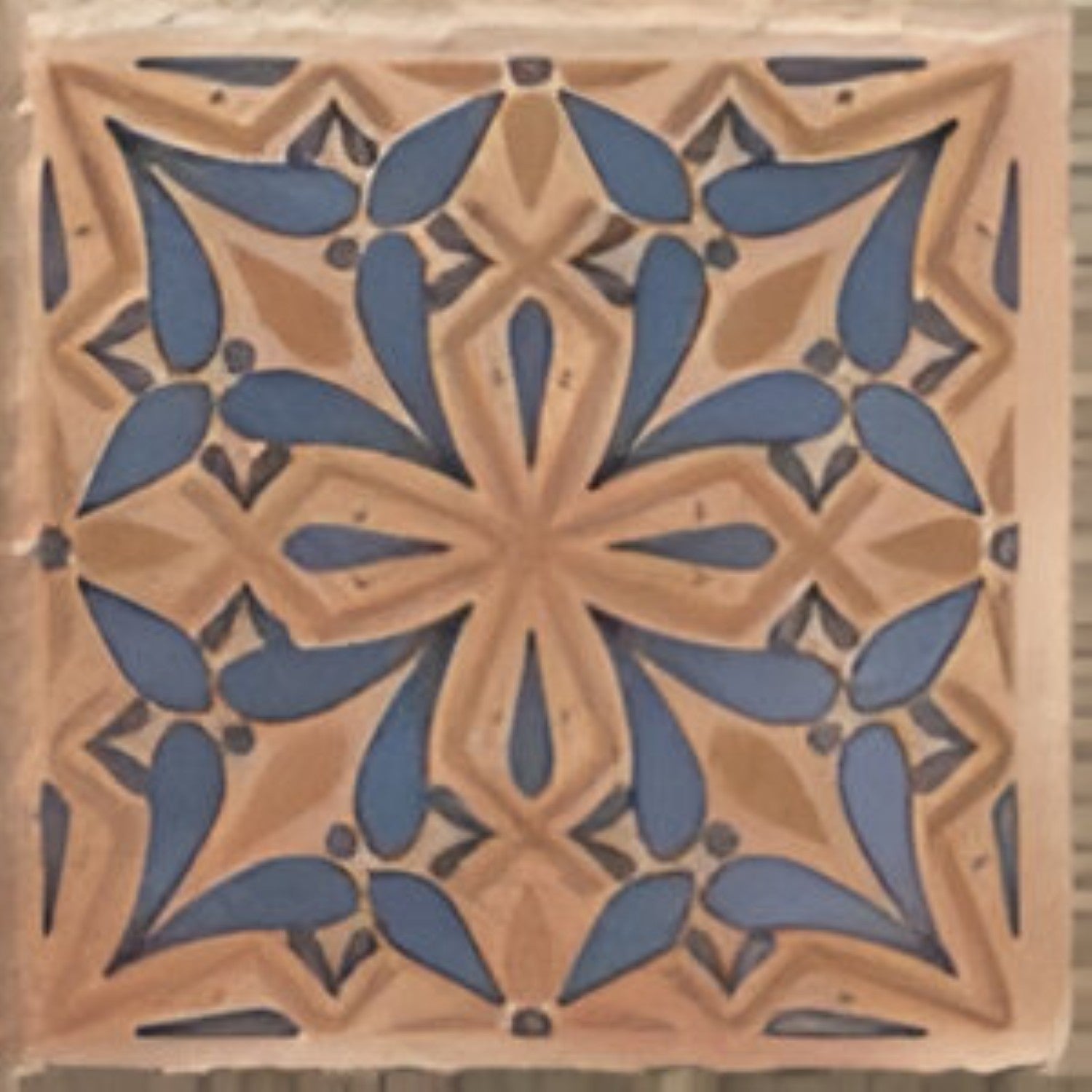 6004 Decor Vitrified Tile 20x20 Inch – Elegant vitrified tile featuring a circular floral pattern in earthy tones, perfect for adding a traditional touch to floors or walls.