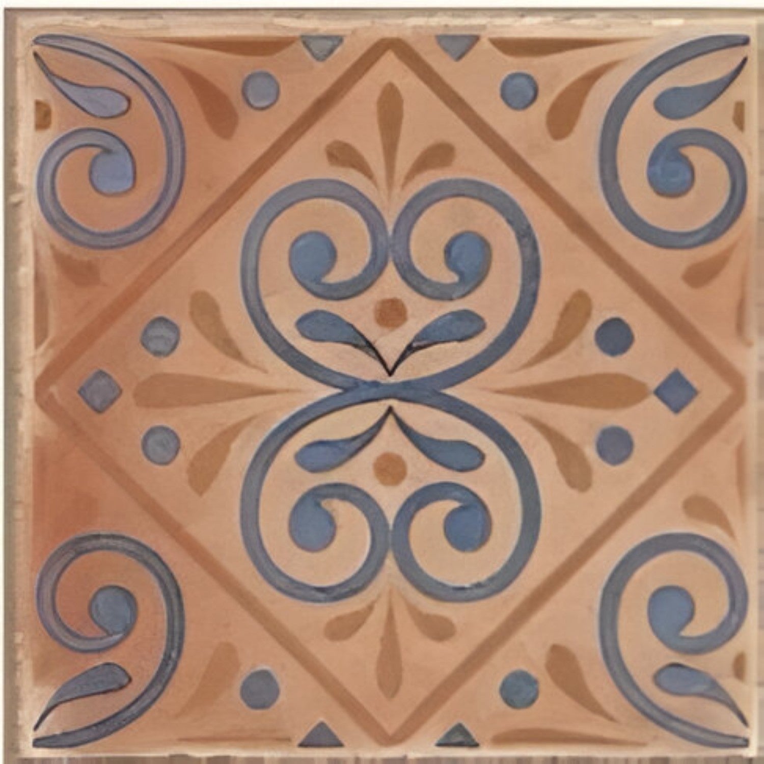 6004 Decor Vitrified Tile 20x20 Inch – Elegant vitrified tile featuring a circular floral pattern in earthy tones, perfect for adding a traditional touch to floors or walls.