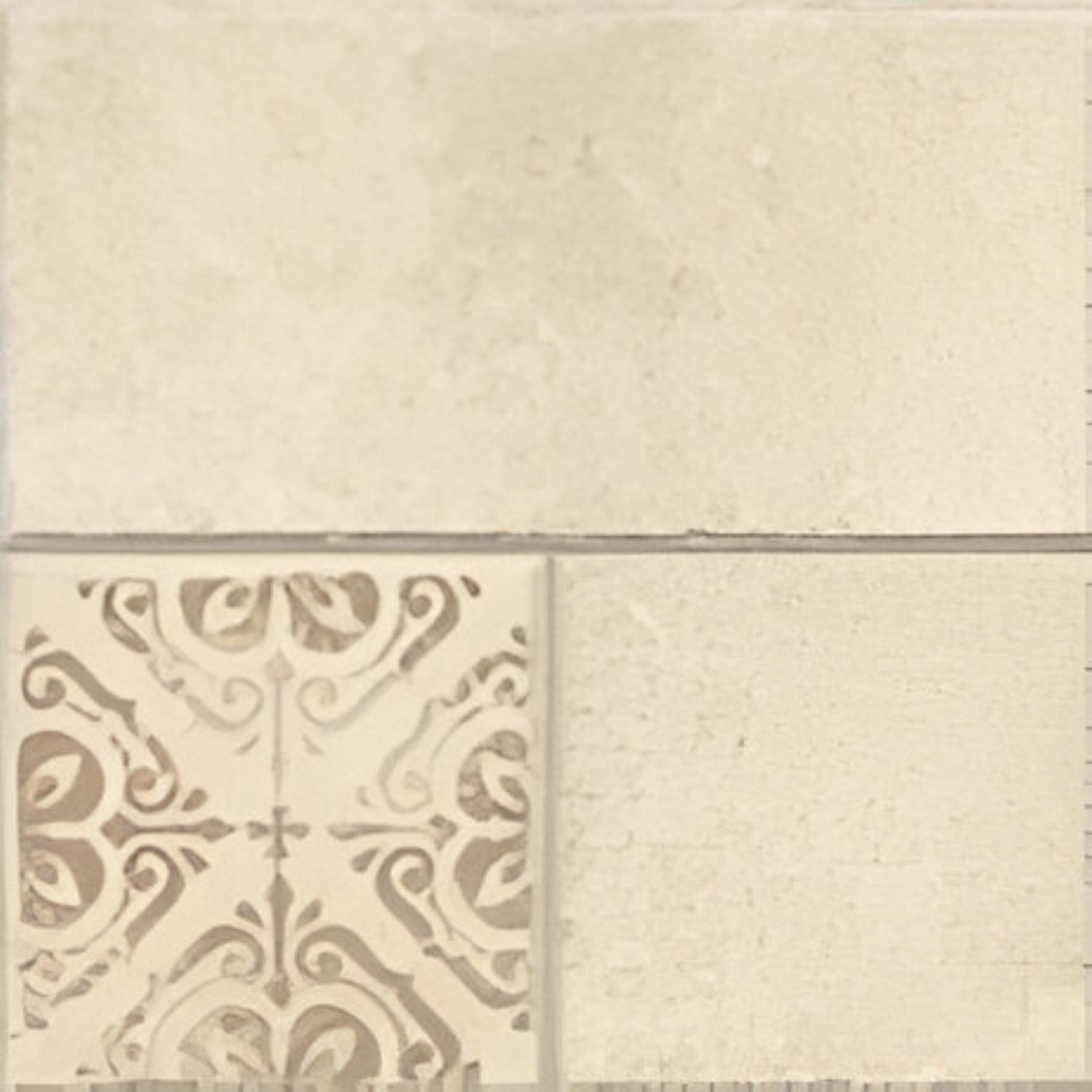 6005 Decor Vitrified Tile 20x20 Inch – Artistic decorative tile with intricate vintage-inspired motifs and warm-toned detailing, ideal for classic and heritage-themed spaces.