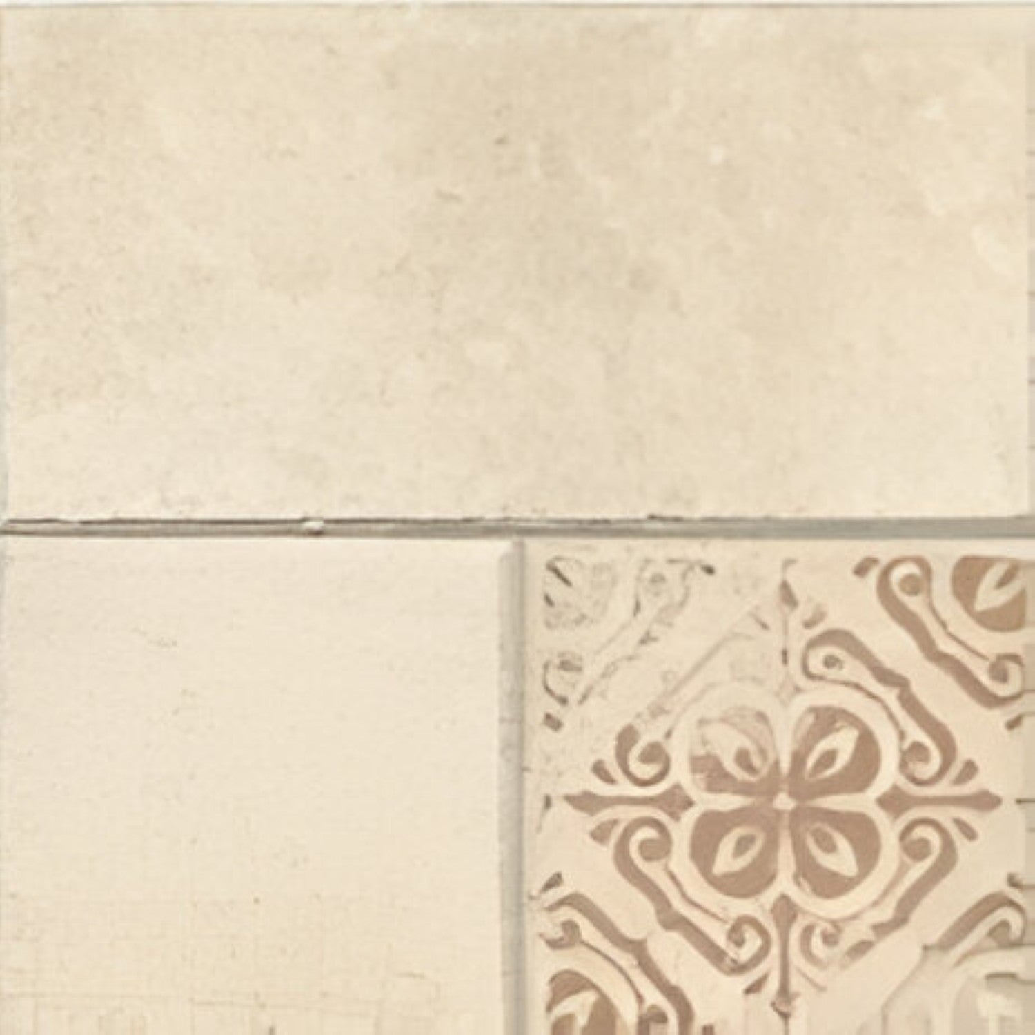 6005 Decor Vitrified Tile 20x20 Inch – Artistic decorative tile with intricate vintage-inspired motifs and warm-toned detailing, ideal for classic and heritage-themed spaces.