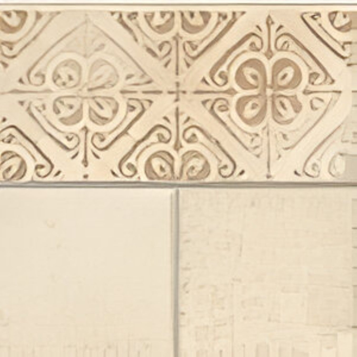 6005 Decor Vitrified Tile 20x20 Inch – Artistic decorative tile with intricate vintage-inspired motifs and warm-toned detailing, ideal for classic and heritage-themed spaces.