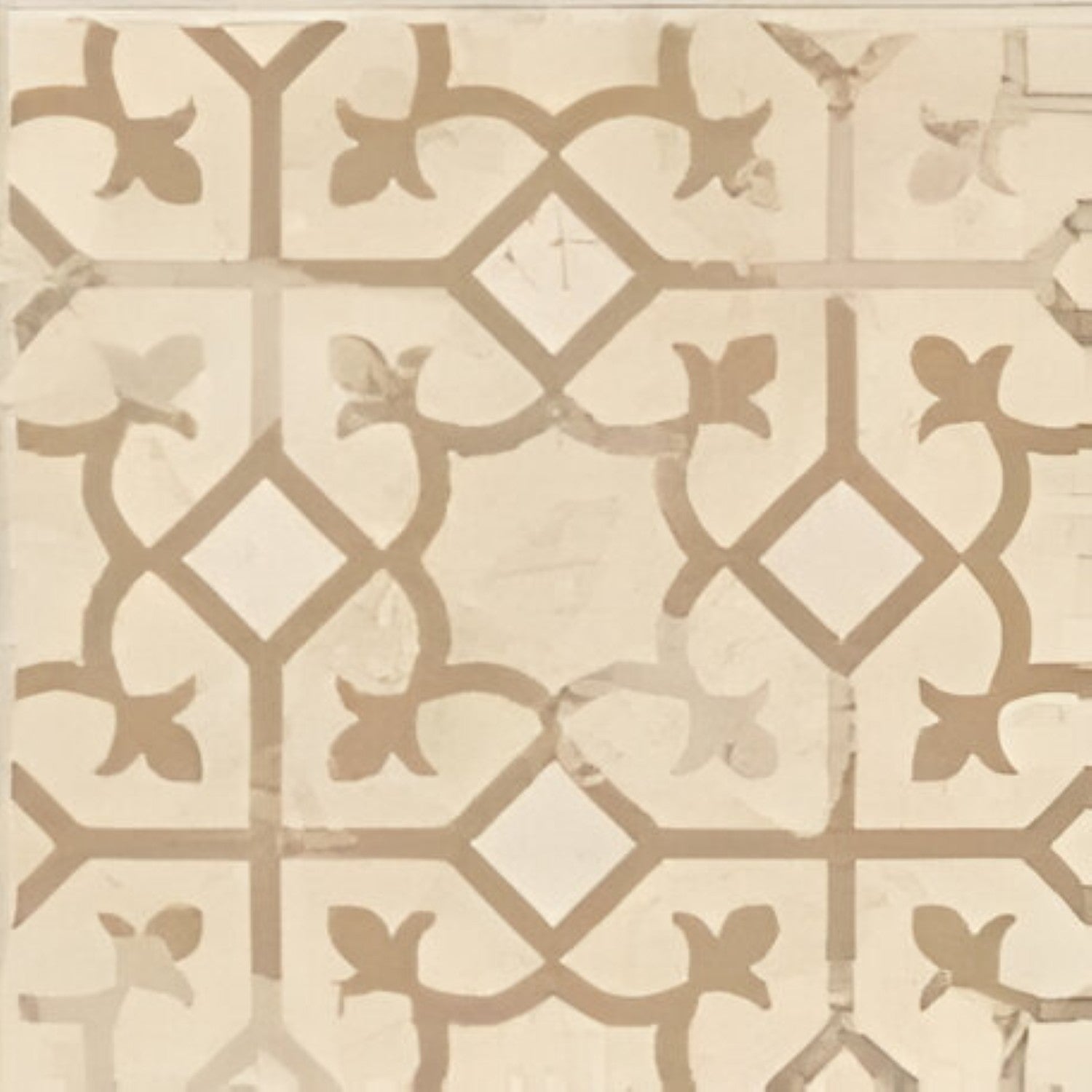 6005 Decor Vitrified Tile 20x20 Inch – Artistic decorative tile with intricate vintage-inspired motifs and warm-toned detailing, ideal for classic and heritage-themed spaces.