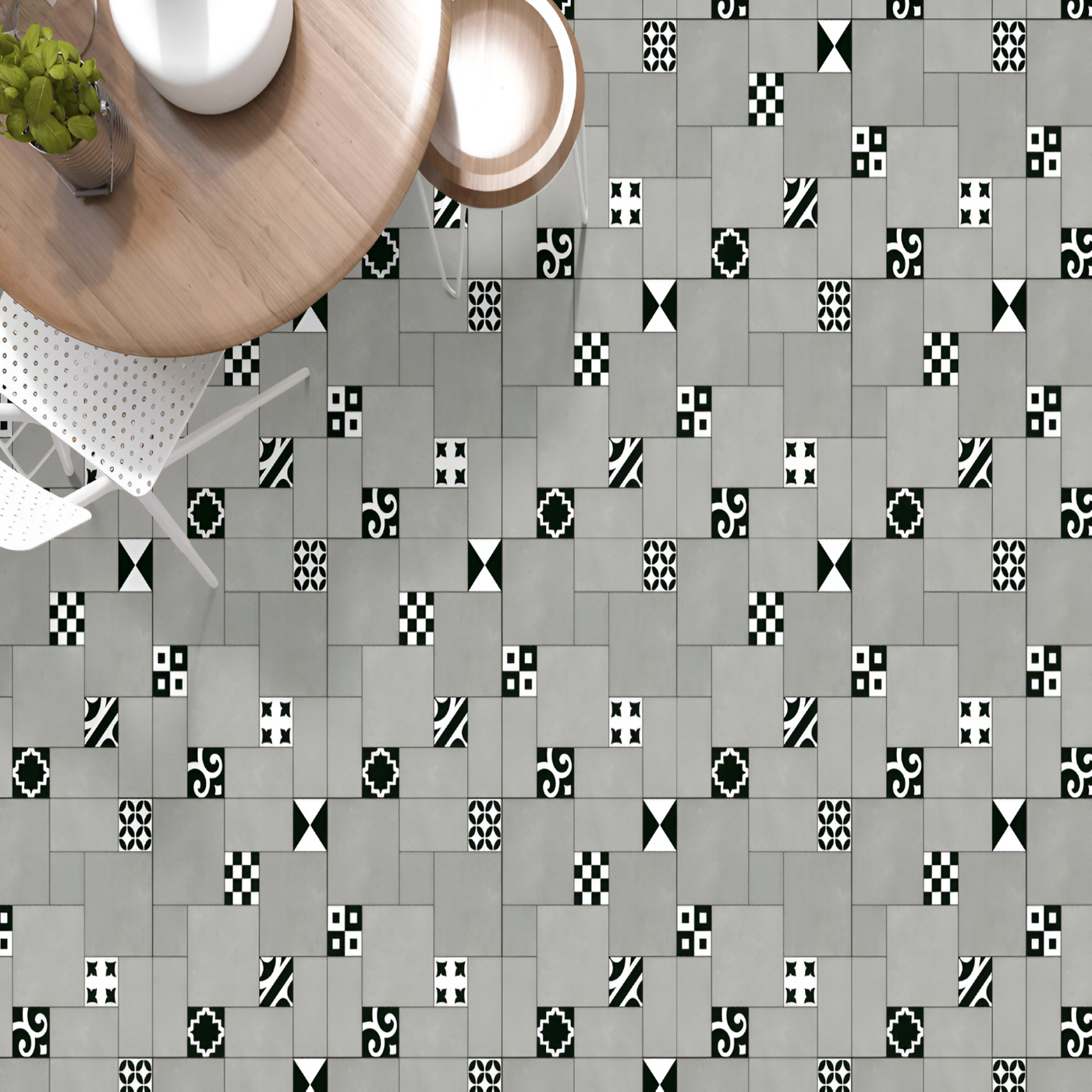 Chic Grey Patchwork Moroccan Cafe Design Inspiration