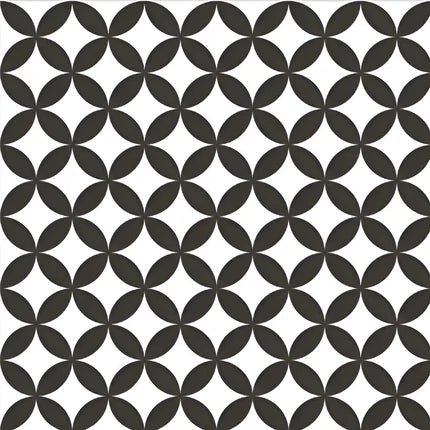 6903 Moroccan Ceramic Tile – 24x24 inch ceramic tile with a bold black and white overlapping petal pattern, ideal for feature walls and statement floors.