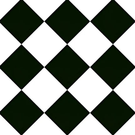 6908 Moroccan Ceramic Tile – 24x24 inch ceramic tile with intricate black and white floral and geometric star patterns, ideal for bold, stylish interiors.