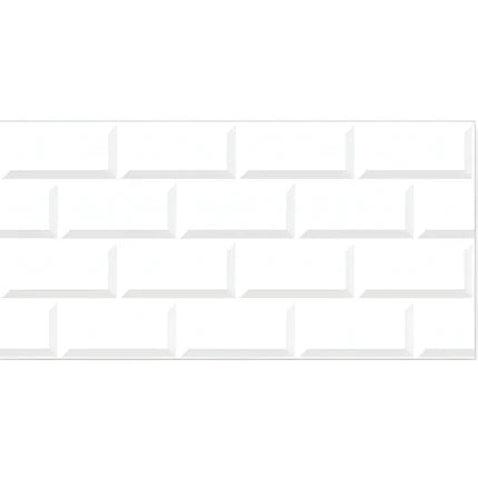 White matte ceramic subway brick wall tile, 12x24 inch, beveled edge design
