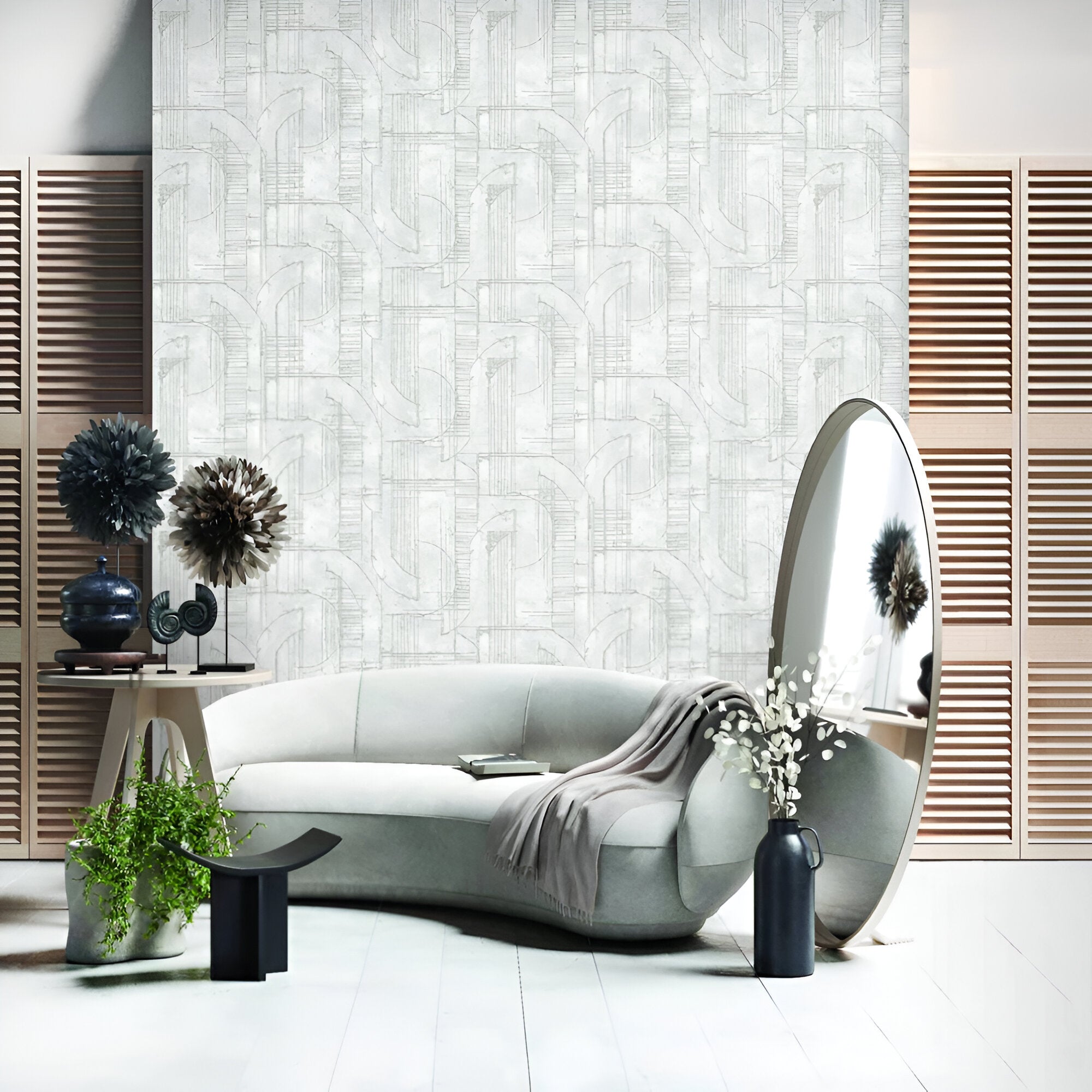 Chroma 74062-1 wallpaper in elegant grey shade with modern textured design, suitable for living rooms, bedrooms, and office walls. Premium quality wallcovering showcasing subtle geometric patterns, soft matte finish, and durable material for a contemporary interior look.