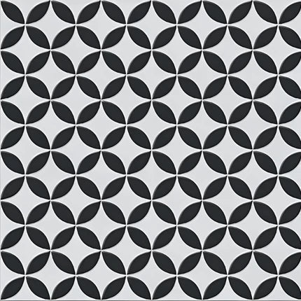 8067 Moroccan vitrified floor tile in 16x16 inch size featuring detailed printed Moroccan and Rangoli-inspired geometric patterns with a matt surface texture, suitable for decorative interior flooring in residential and commercial spaces.