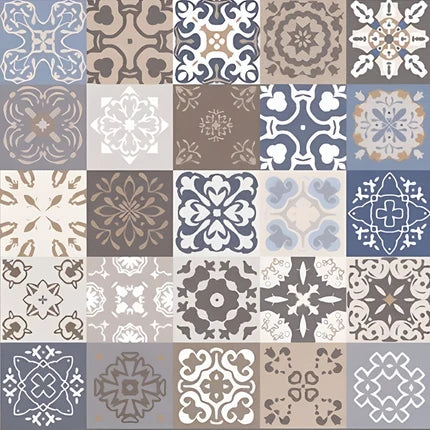 8069 Moroccan vitrified floor tile in 16×16 inch size, featuring intricate Moroccan and Rangoli-inspired printed patterns with a matt surface, showcasing detailed geometric motifs, uniform texture, precise edges, and decorative design suitable for elegant residential and commercial flooring interiors.