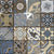 8071 Moroccan vitrified floor tile in 16 x 16 inch size, featuring detailed printed Moroccan and Rangoli-inspired geometric patterns, showcasing a matt surface texture suitable for modern and traditional interior flooring designs.