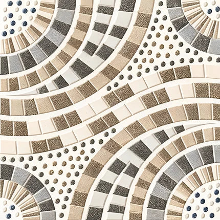 8280 Moroccan vitrified floor tile in 16 x 16 inch format, featuring an intricate printed Moroccan and Rangoli-inspired pattern with symmetrical decorative motifs, a smooth matt surface texture, and a refined handcrafted appearance suitable for elegant interior flooring designs.