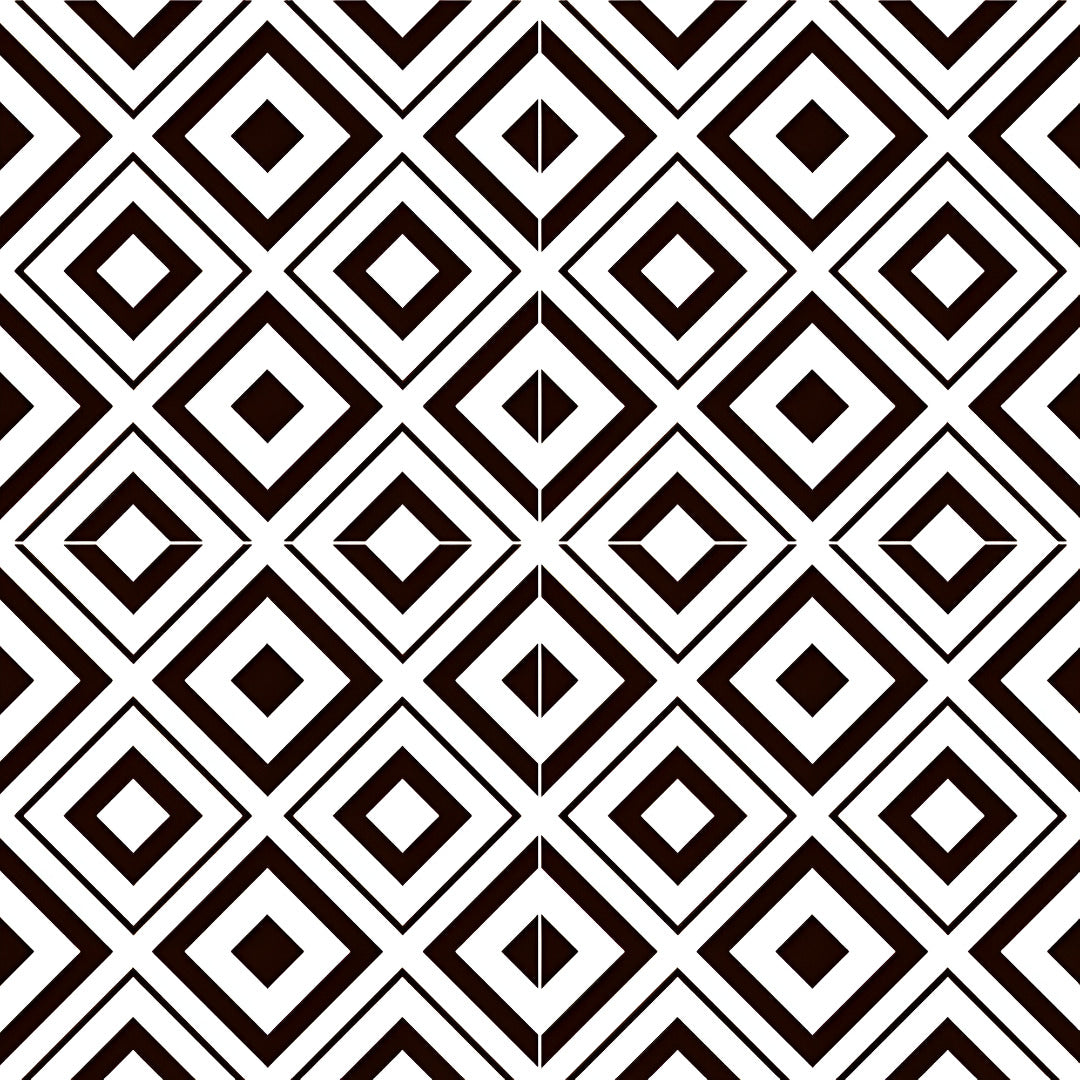 Akron Moroccan Vitrified Tile 24x24 inch in black and white, featuring intricate Moroccan geometric patterns with a smooth matte finish, ideal for modern and elegant home interiors, living rooms, hallways, and commercial spaces