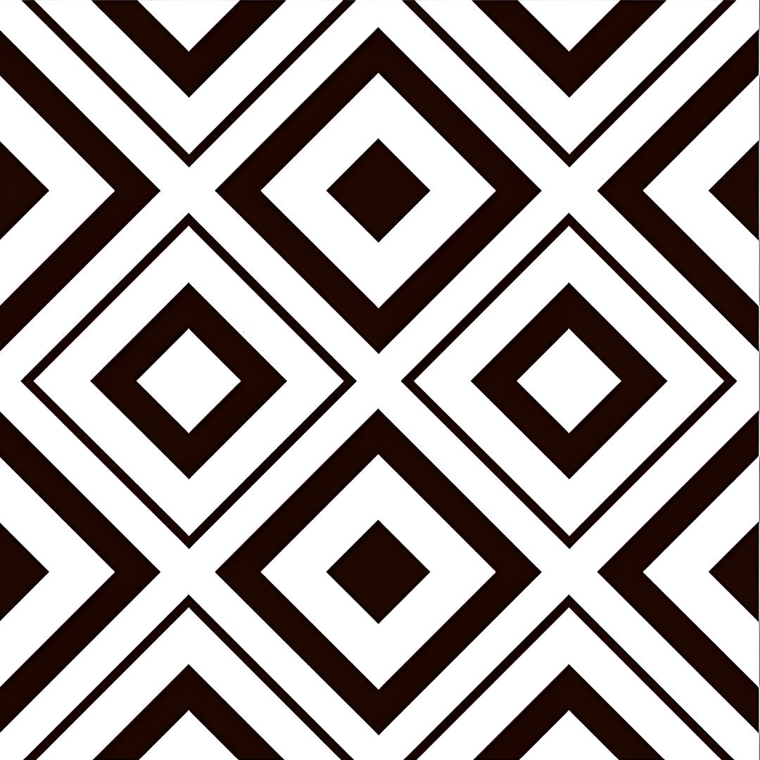 Akron Moroccan Vitrified Tile 24x24 inch in black and white, featuring intricate Moroccan geometric patterns with a smooth matte finish, ideal for modern and elegant home interiors, living rooms, hallways, and commercial spaces